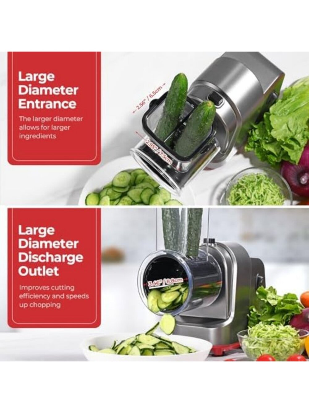 Electric Cheese Grater & Salad Maker - 5 Blades, 250W Slicer for Fruits - Picture 4 of 6